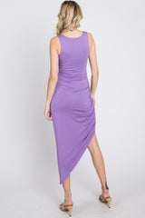 Lavender Side Ruched Asymmetric Dress