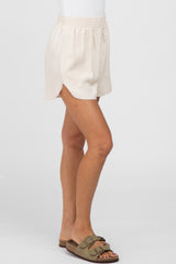 Beige Round Hem Shorts