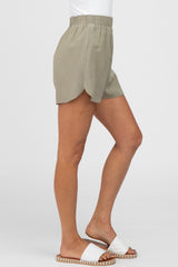 Olive Round Hem Shorts