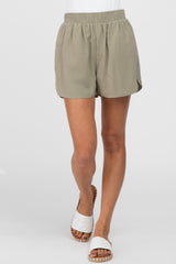 Olive Round Hem Shorts