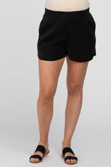 Black Round Hem Maternity Shorts