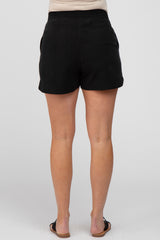 Black Round Hem Maternity Shorts