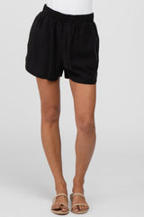 Black Round Hem Shorts