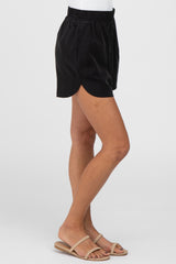 Black Round Hem Shorts