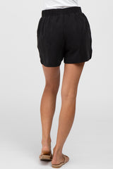 Black Round Hem Shorts