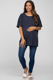 Navy Knit Oversized Maternity Top