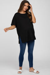 Black Knit Oversized Maternity Top