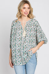 Green Floral Print Tassel Tie Maternity Top