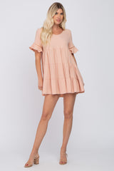 Peach Tiered Mini Dress