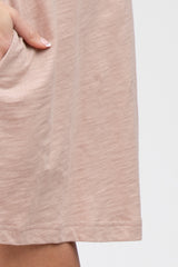 Light Pink Heathered Pocket Front Maternity T-Shirt Dress