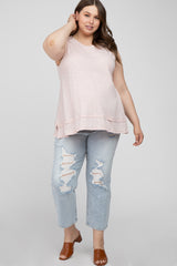 Light Pink Sleeveless Layered Hem Maternity Plus Top