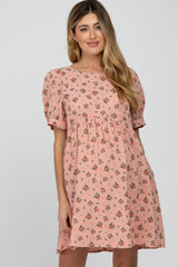 Peach Floral Babydoll Maternity Dress