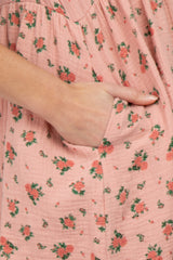 Peach Floral Babydoll Maternity Dress