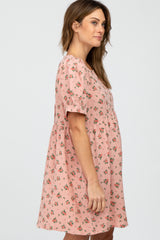 Peach Floral Babydoll Dress