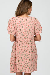 Peach Floral Babydoll Dress