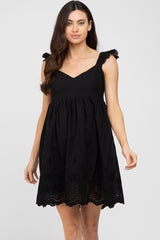 Black Eyelet Lace Maternity Dress