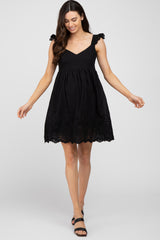 Black Eyelet Lace Maternity Dress