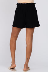 Black Smocked Waist Pocket Shorts