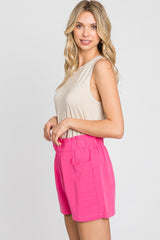 Fuchsia Smocked Waist Pocket Shorts