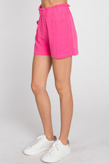 Fuchsia Smocked Waist Pocket Shorts