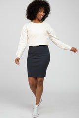 Charcoal Rib Knit Skirt