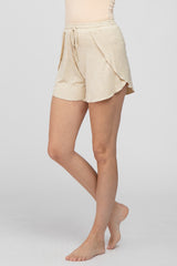 Beige Tulip Drawstring Lounge Shorts