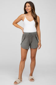 Olive Tulip Drawstring Maternity Lounge Shorts