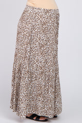 Cream Animal Print Tie Front Maternity Maxi Skirt