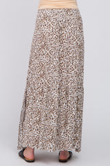 Cream Animal Print Tie Front Maternity Maxi Skirt