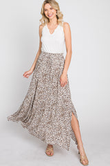 Cream Animal Print Tie Front Maternity Maxi Skirt