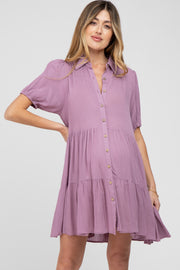 Violet Tiered Button Down Maternity Dress