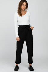 Black Waist Tie Cuffed Maternity Pants