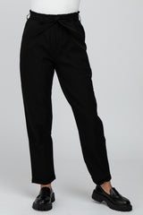 Black Waist Tie Cuffed Pants