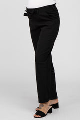 Black Waist Tie Cuffed Maternity Pants