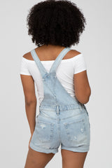 Light Blue Distressed Denim Short Overalls