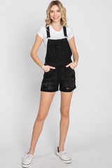 Black Distressed Maternity Denim Short Overalls