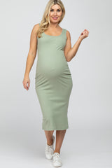 Mint Ribbed Maternity Midi Dress