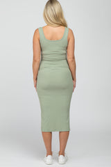 Mint Ribbed Maternity Midi Dress