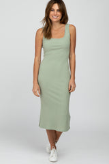 Mint Ribbed Maternity Midi Dress