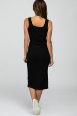 Black Ribbed Midi Dress