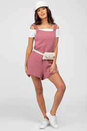 Mauve Square Neck Elastic Strap Romper