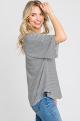 Black White Striped Short Sleeve Top