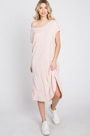 Light Pink Raw Hem Basic Dress