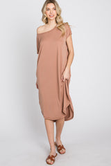 Mocha Raw Hem Basic Dress