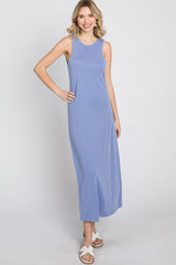 Periwinkle Low V-Back Sleeveless Midi Dress