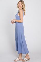 Periwinkle Low V-Back Sleeveless Midi Dress