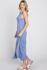 Periwinkle Low V-Back Sleeveless Midi Dress