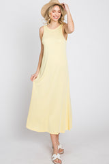 Yellow Low V-Back Sleeveless Maternity Midi Dress