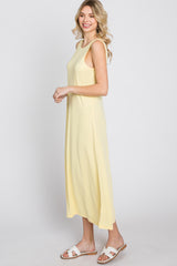 Yellow Low V-Back Sleeveless Midi Dress