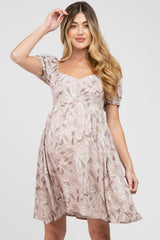 Dusty Mauve Floral Sweetheart Neck Maternity Dress